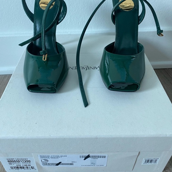 Saint Laurent Dark Green Patent Heels - Picture 2 of 6